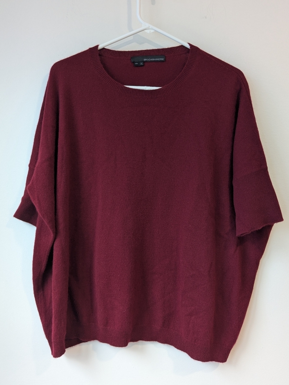 360 Cashmere Oversized Wine Red Crewneck Sweater